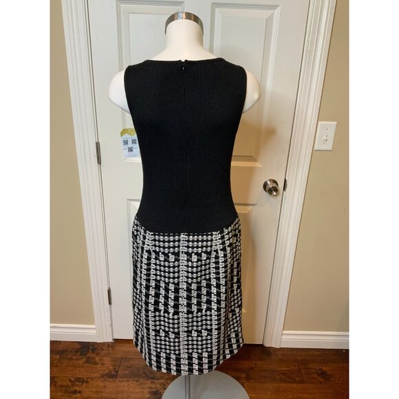 St. John Black & White Houndstooth Sleeveless Wool Pencil Dress, Size 6 (US) - Picture 6 of 8